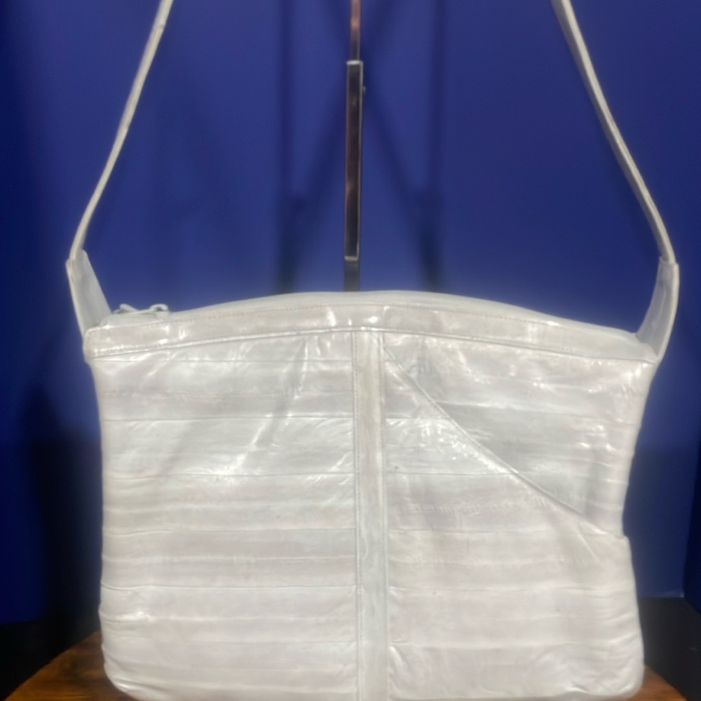 Vintage Eelskin White/Grey Shoulder Bag